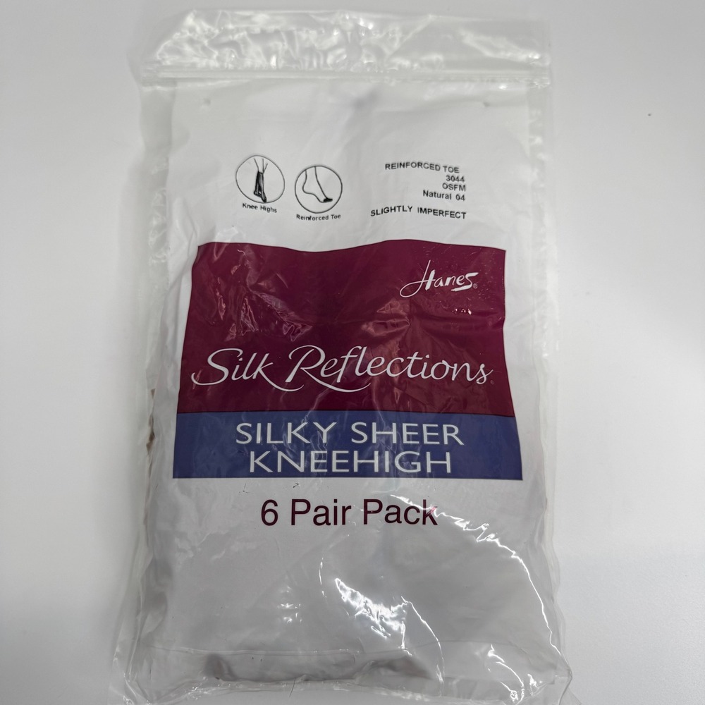 Hanes Silk Reflections Silky Sheer Knee High 6 Pair Pack Natural 04 OSFM S